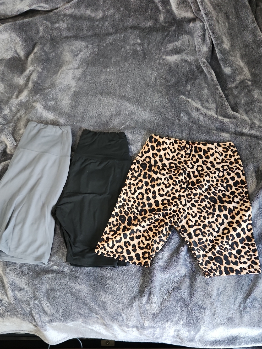 3-Pack High-Waist Bike Shorts - Black, Gray, Leopard
